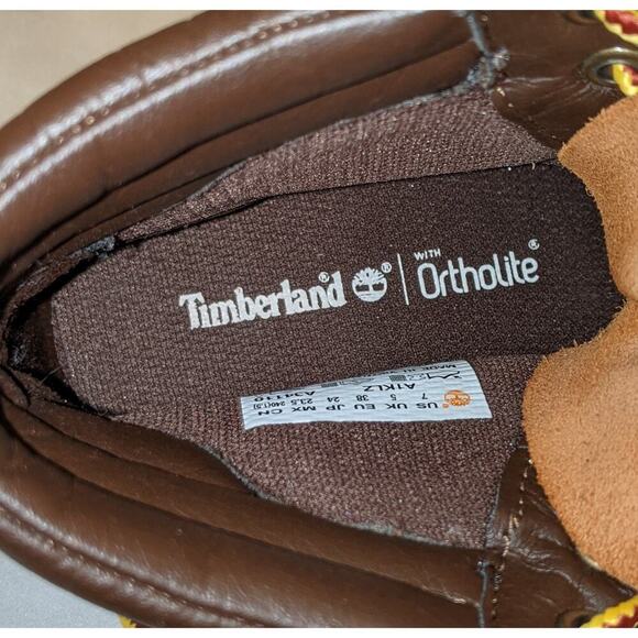 Timberland Women's Londyn Wheat Nubuck Leather Boots Booties Lace-up Size 7 GUC - Picture 8 of 9